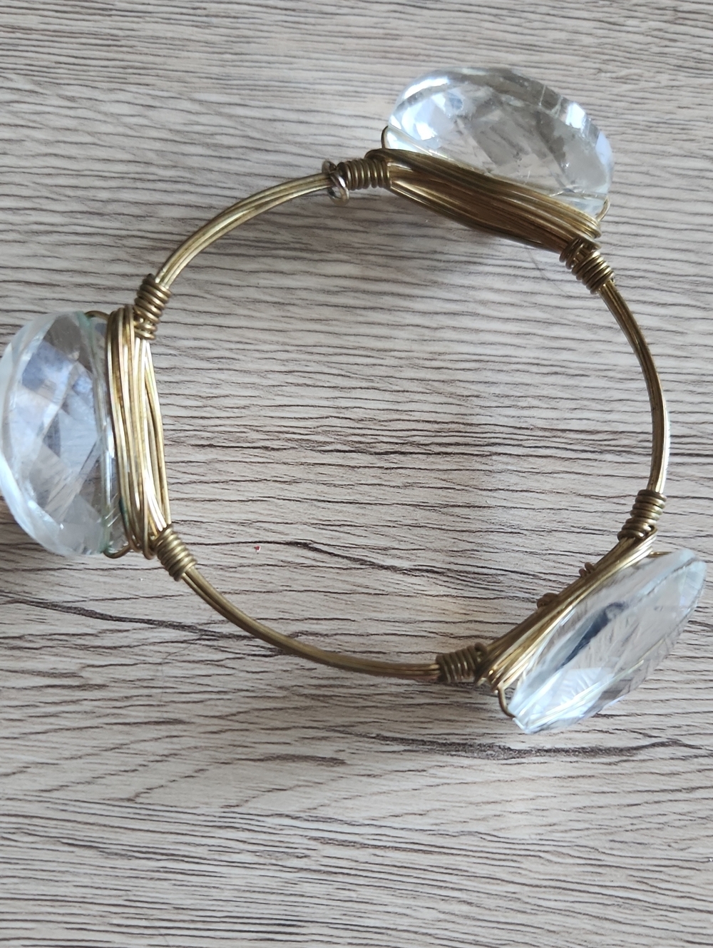 Bourbon & Bowties Accent Wire Bangle Bracelet in Clear and Gold